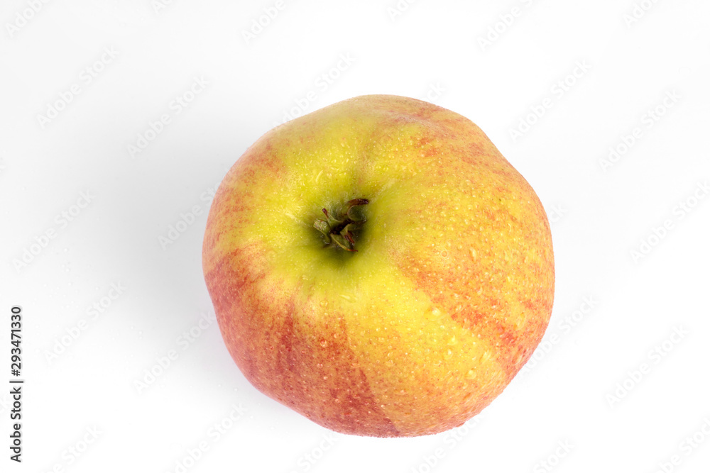 Side view on one isolated ripe autumn organic colorful apple Side view on one isolated ripe autumn organic colorful apple