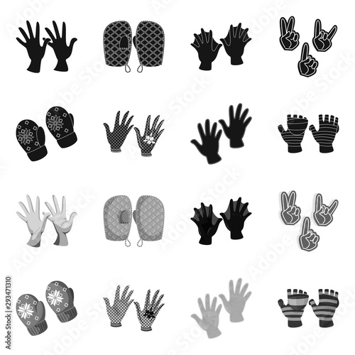 Vector illustration of silhouette and safety icon. Set of silhouette and comfort vector icon for stock.