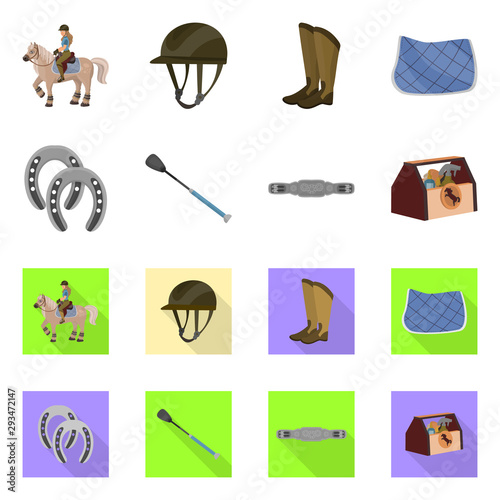 Vector illustration of equipment and riding logo. Set of equipment and competition vector icon for stock.