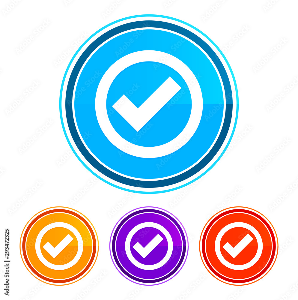 Check box icon flat design round buttons set illustration design Check box icon flat design round buttons set illustration design