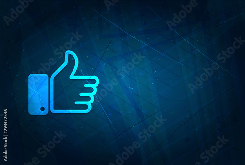 Thumbs up icon futuristic digital abstract blue background