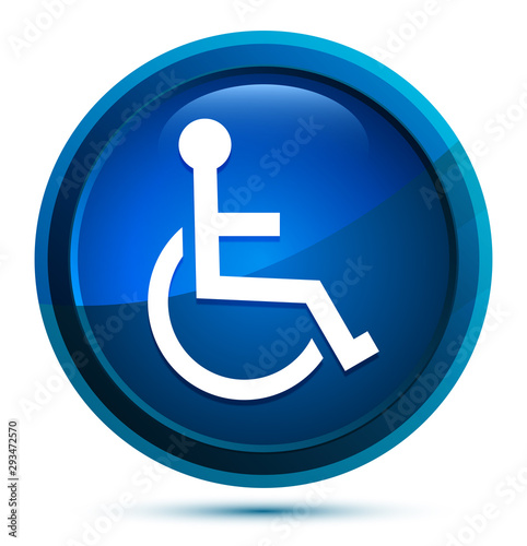 Wheelchair handicap icon elegant blue round button illustration
