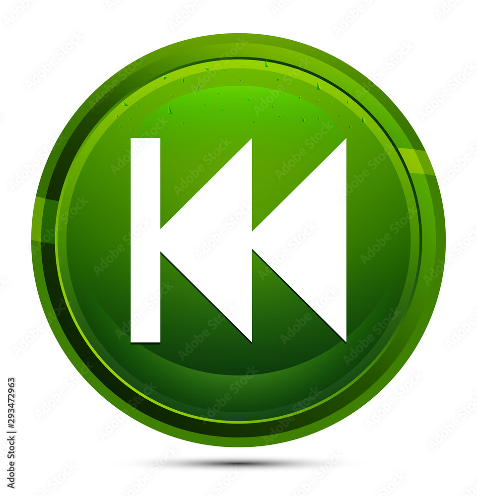 Previous track playlist icon glassy green round button illustration Previous track playlist icon glassy green round button illustration