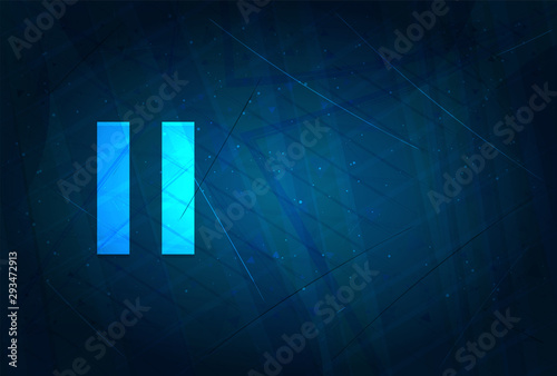 Pause icon futuristic digital abstract blue background