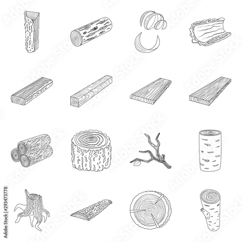 Vector illustration of signboard and wood symbol. Collection of signboard and wooden stock vector illustration.