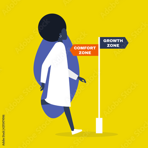 Comfort vs growth zone. Success. Career. Business. Self improvement. Millennial lifestyle. Education. Flat editable vector illustration, clip art