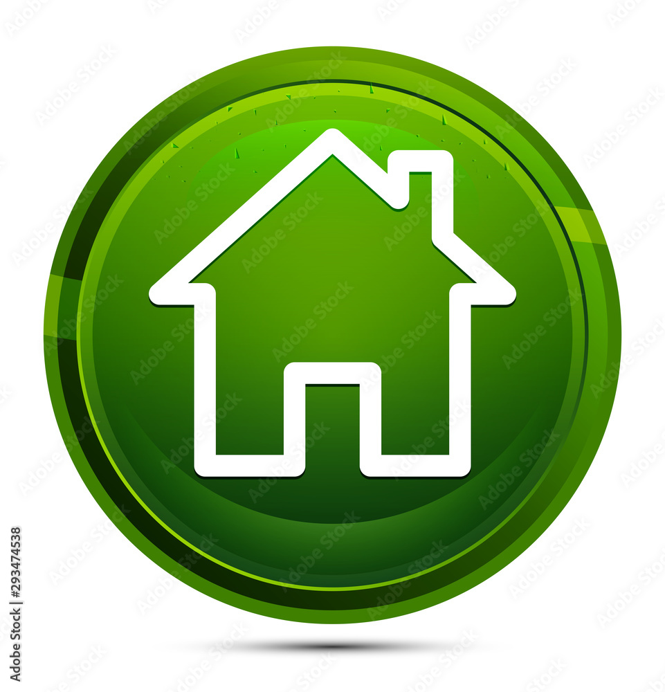 Home icon glassy green round button illustration Home icon glassy green round button illustration