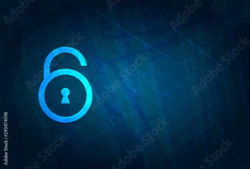 Padlock open icon futuristic digital abstract blue background