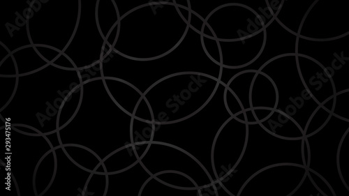 Abstract dark background of intersecting circles in black colors