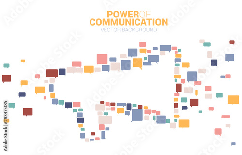 Big Megaphone from small bubble speech icon. Concept for power of comment and communication.