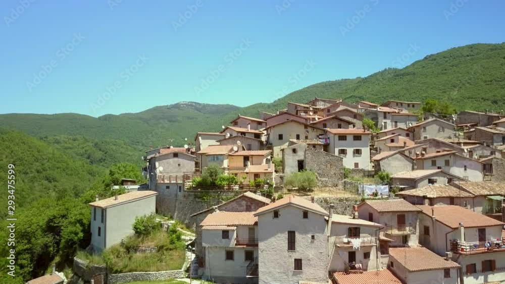 The small concrete houses on top of the mountain in Petrello Salto Italy