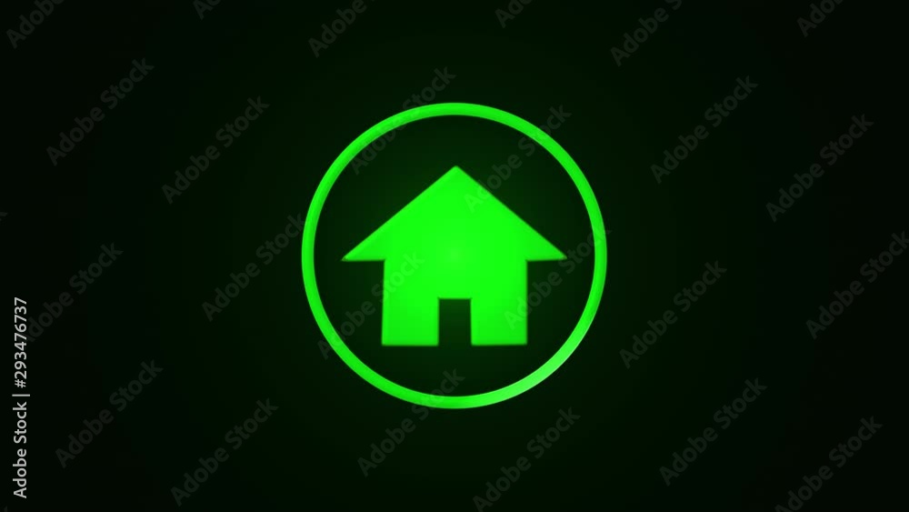 Green Home symbol animation splash and rays of light 4k Green Home symbol animation splash and rays of light 4k