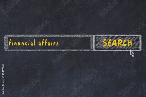 Chalkboard drawing of search browser window and inscription financial affairs