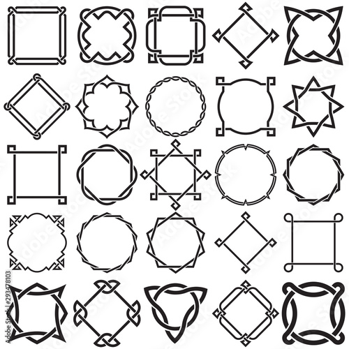 Collection of Knotwork Decorative Ornamental Border Frames. Ideal for label designs.