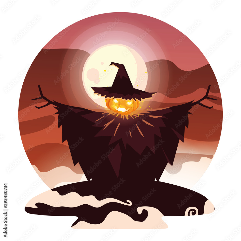 Halloween scarecrown vector design icon