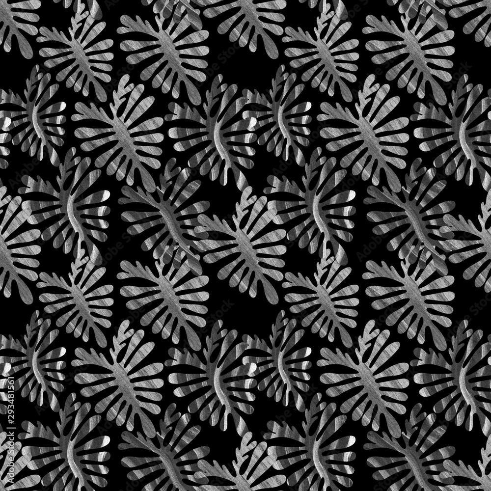 abstract textured leaves of light gray and dark gray colors on a dark background abstract textured leaves of light gray and dark gray colors on a dark background