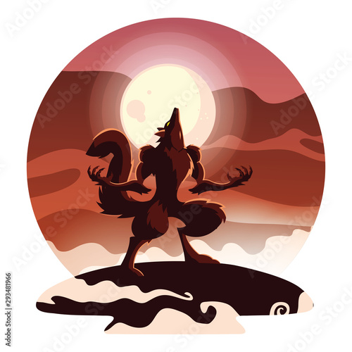 Halloween werewolf vector design icon