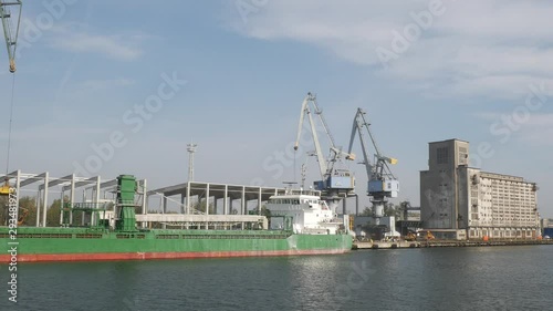 Sea Shipping Port with Cargo Cranes in Gdansk city at summer day