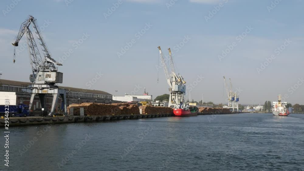 Sea Shipping Port with Cargo Cranes in Gdansk city at summer day Sea Shipping Port with Cargo Cranes in Gdansk city at summer day