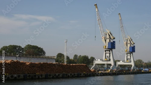 Sea Shipping Port with Cargo Cranes in Gdansk city at summer day