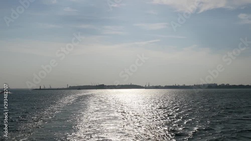 View on Sea Shipping Port in Gdansk city in Poland, Europe at summer day