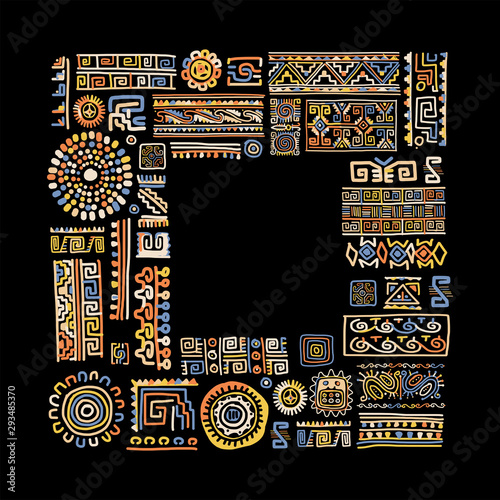 Ethnic handmade ornamental frame design with place for your text