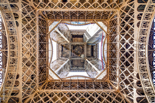 Architectural details of the Eiffel Tower in Paris