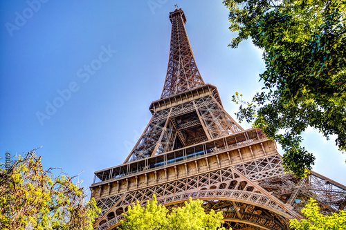 Views of the Eiffel Tower at magic hour