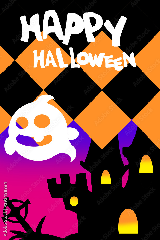 Obraz premium ハロウィンのお城の旗