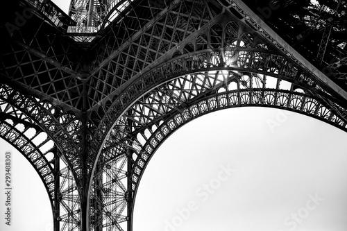 Architectural details of the Eiffel Tower in Paris