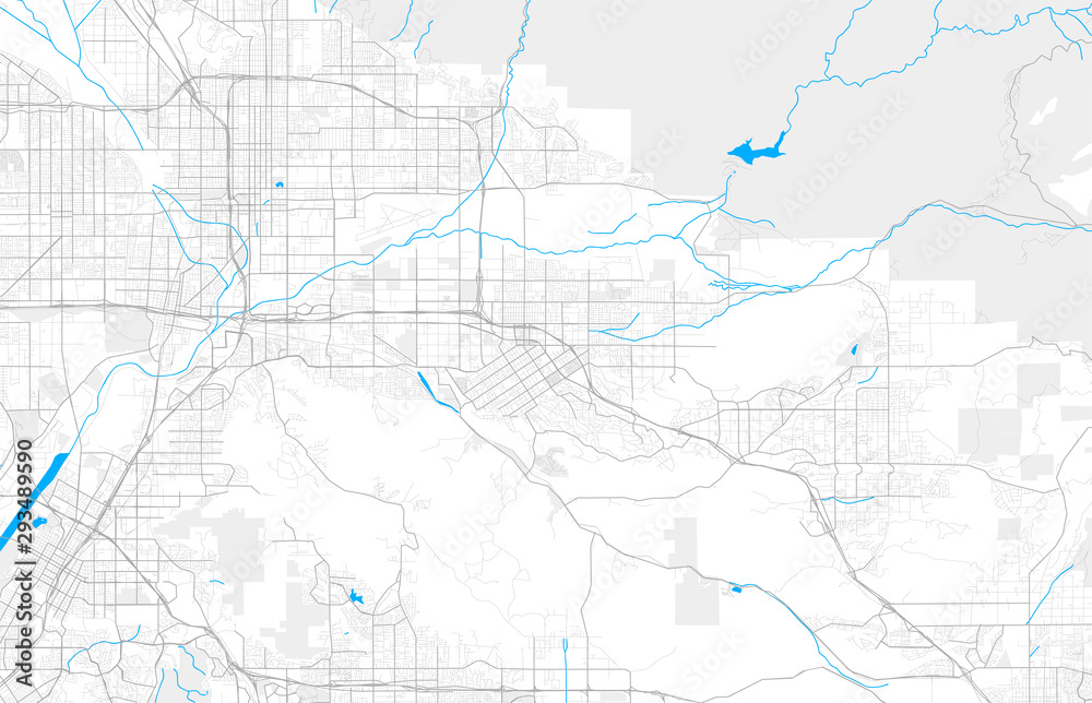Rich detailed vector map of Redlands, California, USA