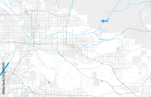 Rich detailed vector map of Redlands  California  USA