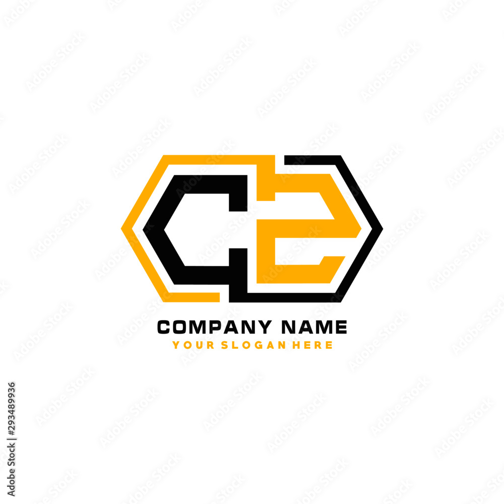 CZ initial letters looping linked hexagon elegant logo color blue, black, yellow CZ initial letters looping linked hexagon elegant logo color blue, black, yellow