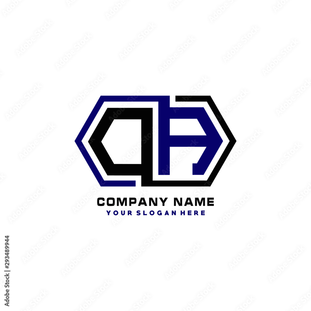 DA initial letters looping linked hexagon elegant logo color blue, black, yellow DA initial letters looping linked hexagon elegant logo color blue, black, yellow
