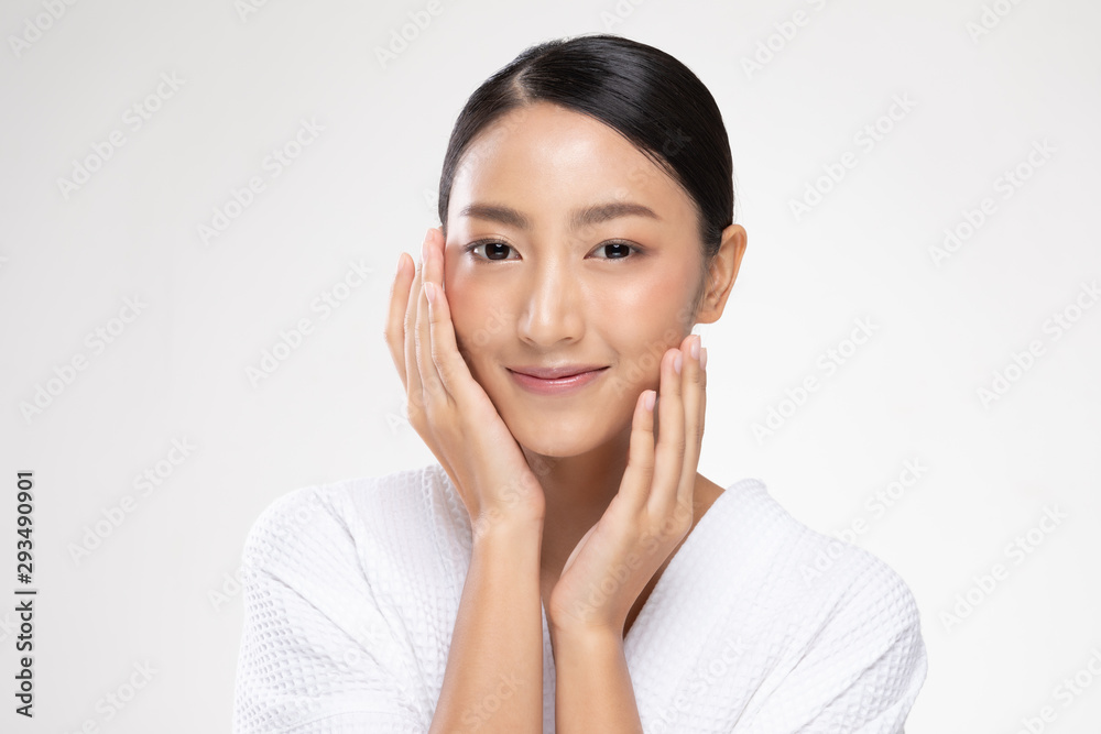 Beautiful Asian young woman touching soft cheek smile with clean and fresh skin Happiness and cheerful with positive emotional,isolated on white background,Beauty and Cosmetics Concept Beautiful Asian young woman touching soft cheek smile with clean and fresh skin Happiness and cheerful with positive emotional,isolated on white background,Beauty and Cosmetics Concept