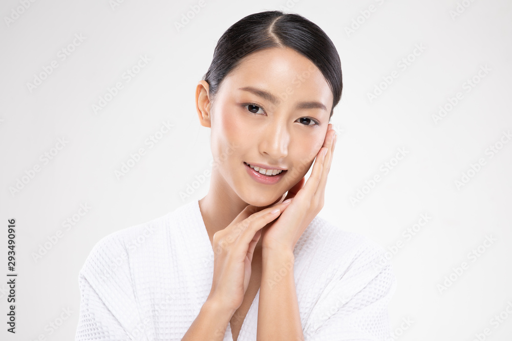 Beautiful Asian young woman touching soft cheek smile with clean and fresh skin Happiness and cheerful with positive emotional,isolated on white background,Beauty and Cosmetics Concept Beautiful Asian young woman touching soft cheek smile with clean and fresh skin Happiness and cheerful with positive emotional,isolated on white background,Beauty and Cosmetics Concept