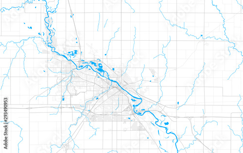 Fototapeta Rich detailed vector map of Waterloo, Iowa, USA