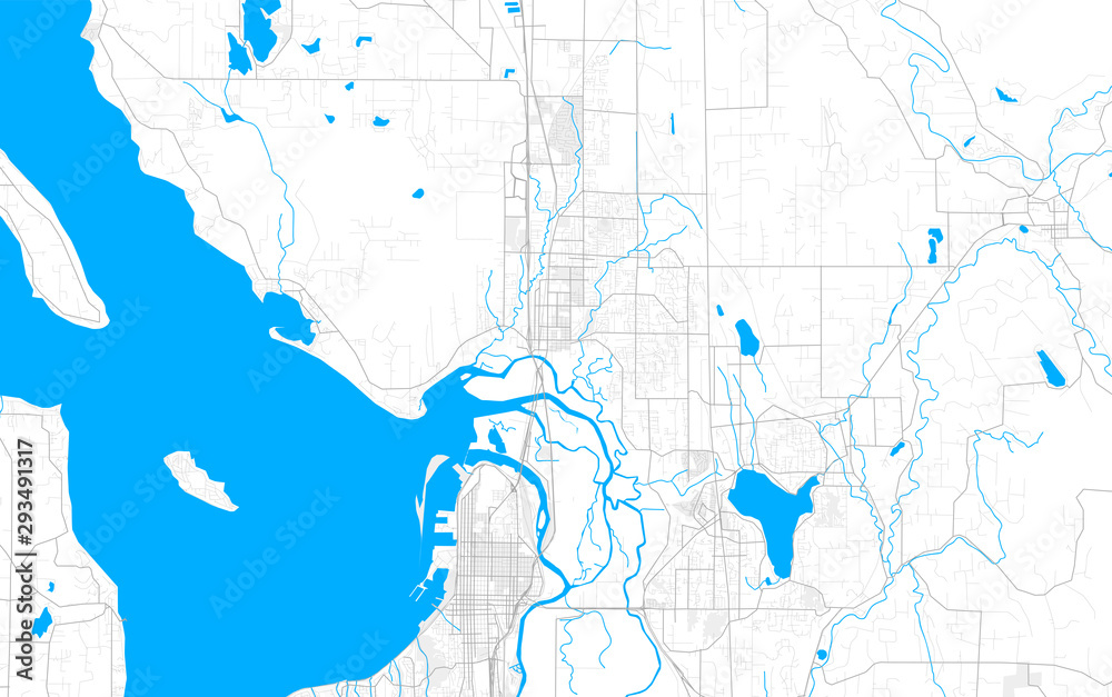 Rich detailed vector map of Marysville, Washington, USA
