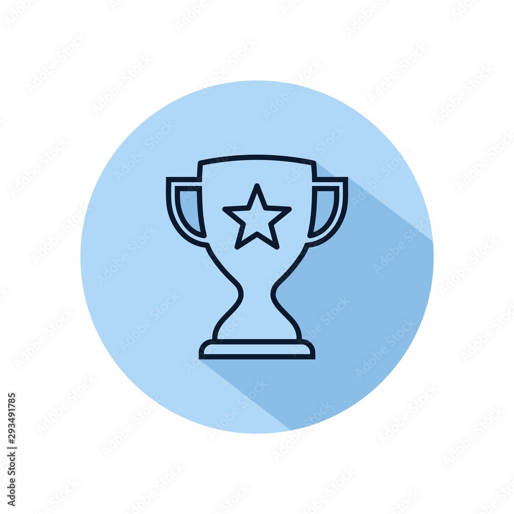 Cup trophy line icon vector, trophy champions with star isolated on blue circle Cup trophy line icon vector, trophy champions with star isolated on blue circle
