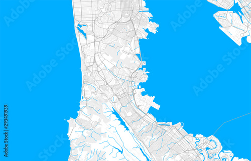 Rich detailed vector map of South San Francisco, California, USA