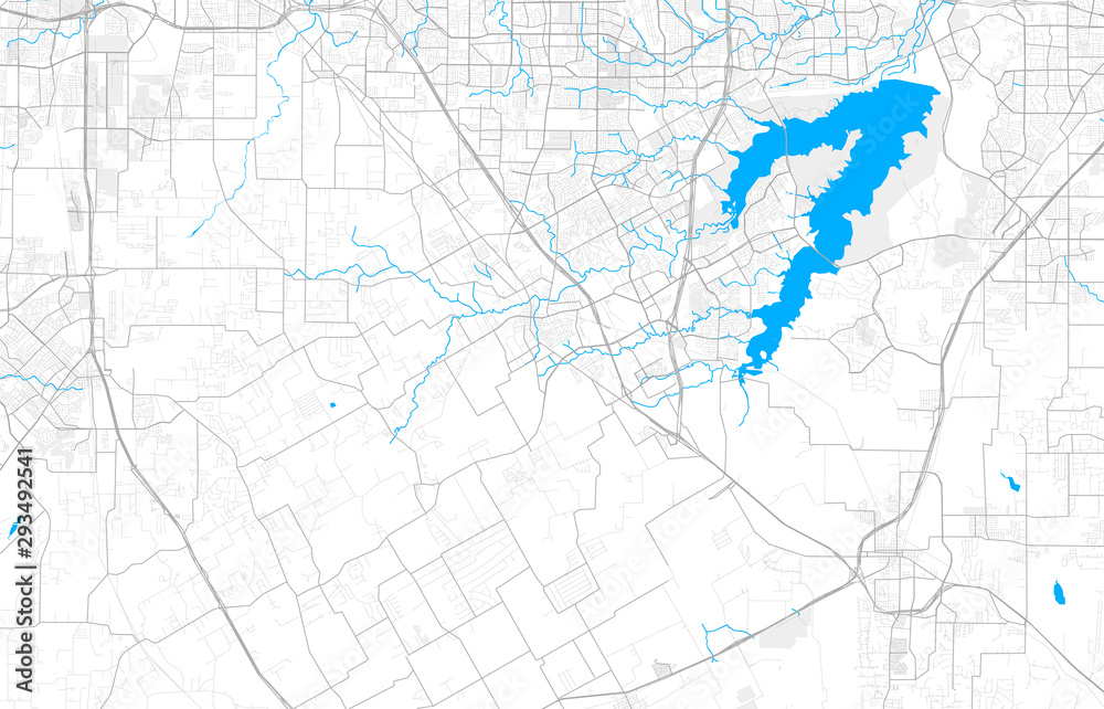 Rich detailed vector map of Mansfield, Texas, USA