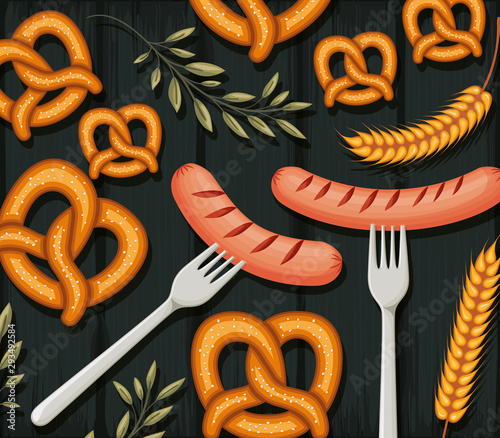 Pretzels and leaves background design