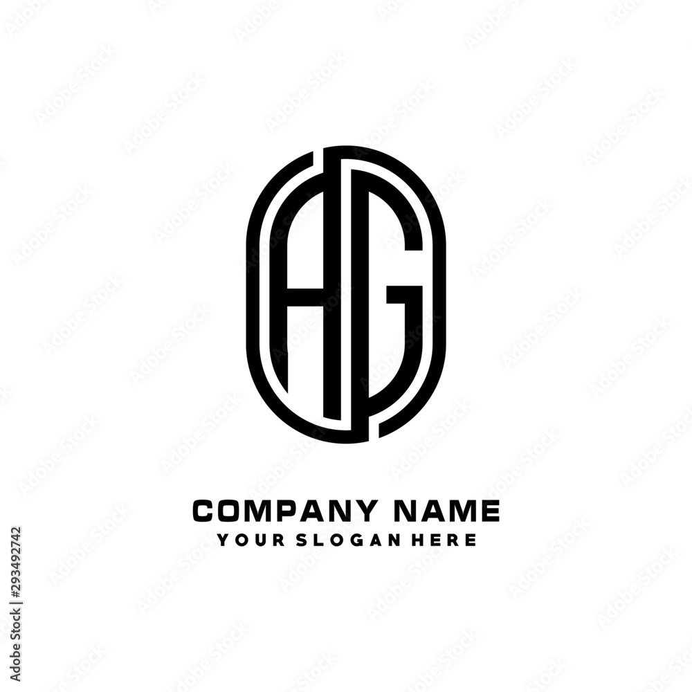 Initial Letter AG Linked Rounded Design Logo, Black color. feminine outline logo design Initial Letter AG Linked Rounded Design Logo, Black color. feminine outline logo design