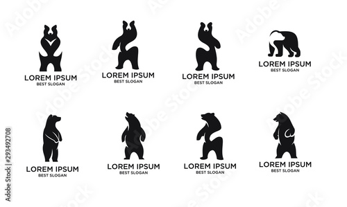 set bear logo icon designs