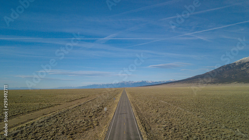 Highway to the Sand Dunes showing Mount Blanca on the right