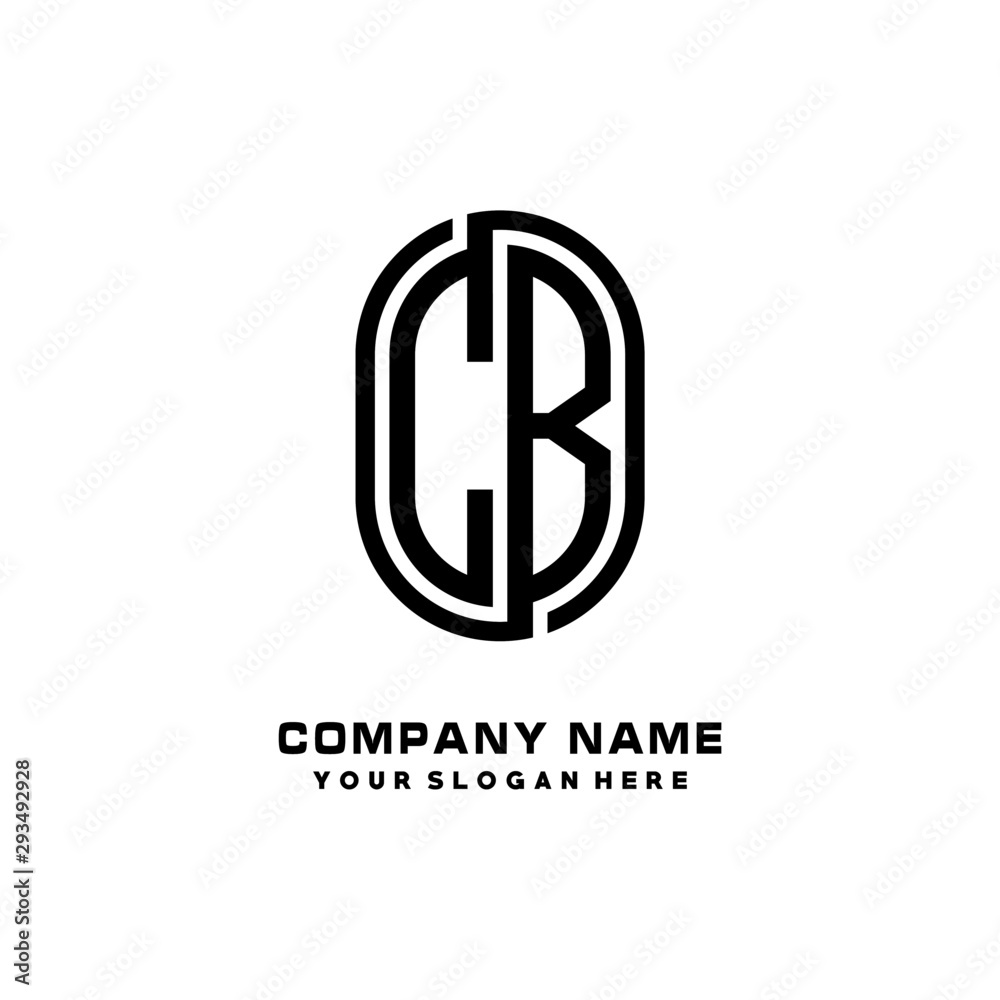 Initial Letter CB Linked Rounded Design Logo, Black color. feminine outline logo design