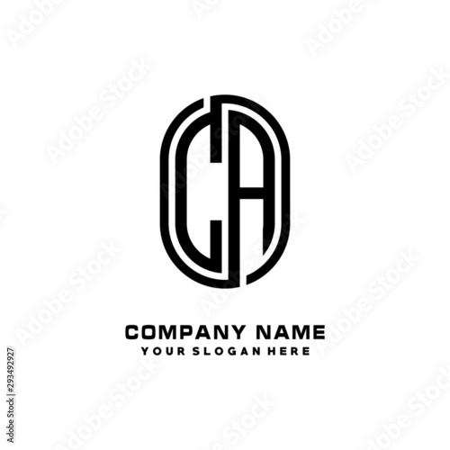 Initial Letter CA Linked Rounded Design Logo, Black color. feminine outline logo design