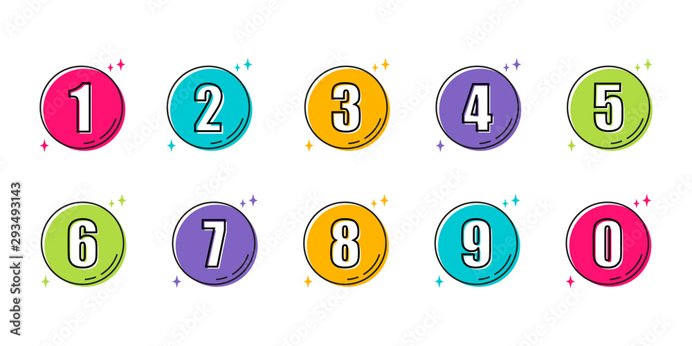 set of colored numbers icons in flat set of colored numbers icons in flat