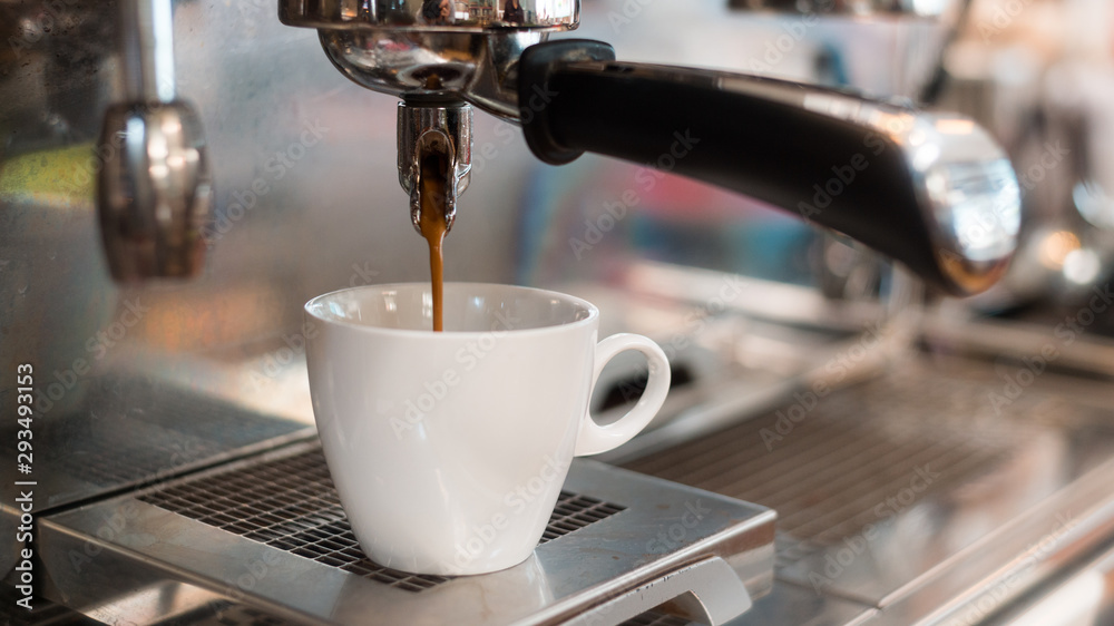 black coffee morning on coffee maker