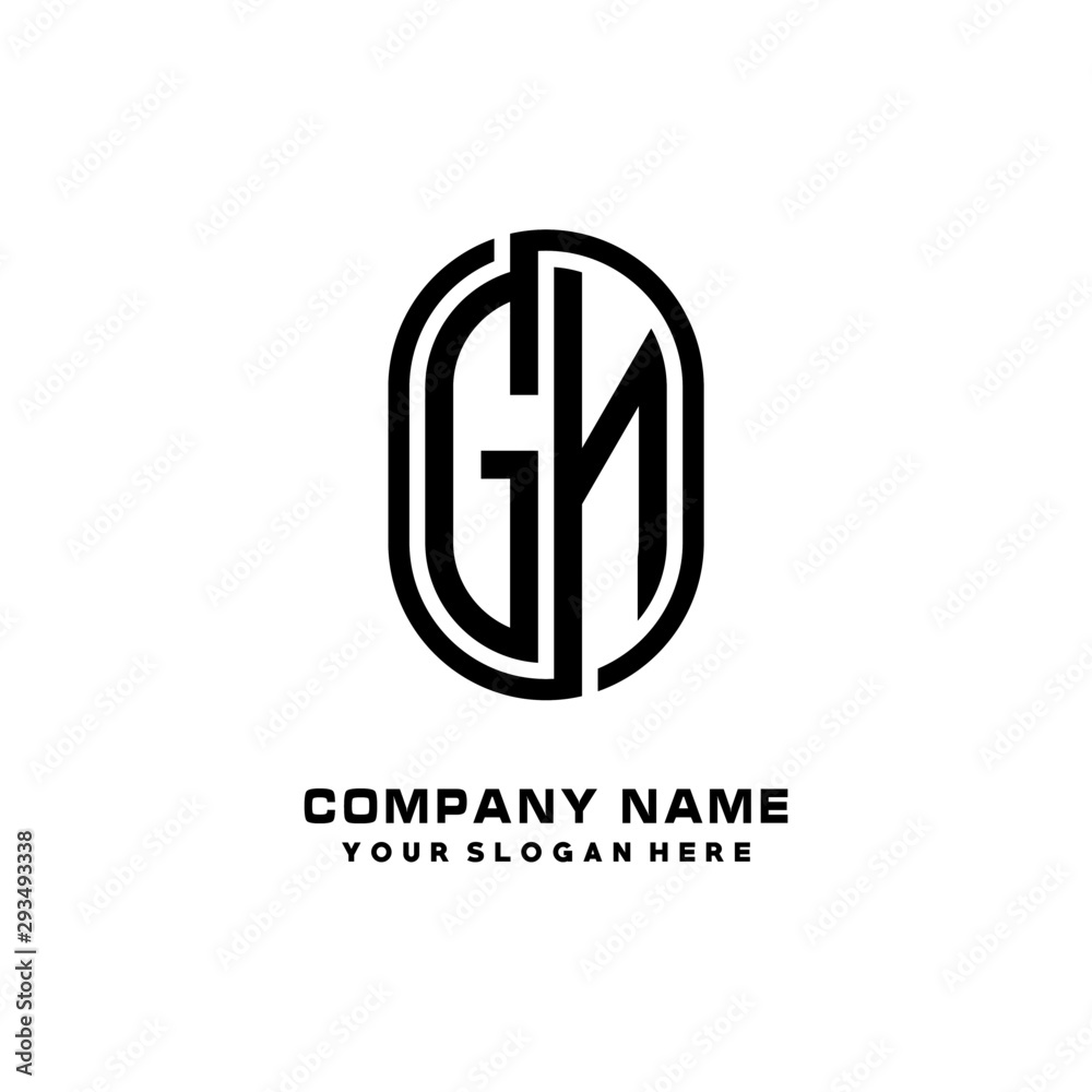 Initial Letter GN Linked Rounded Design Logo, Black color. feminine outline logo design Initial Letter GN Linked Rounded Design Logo, Black color. feminine outline logo design